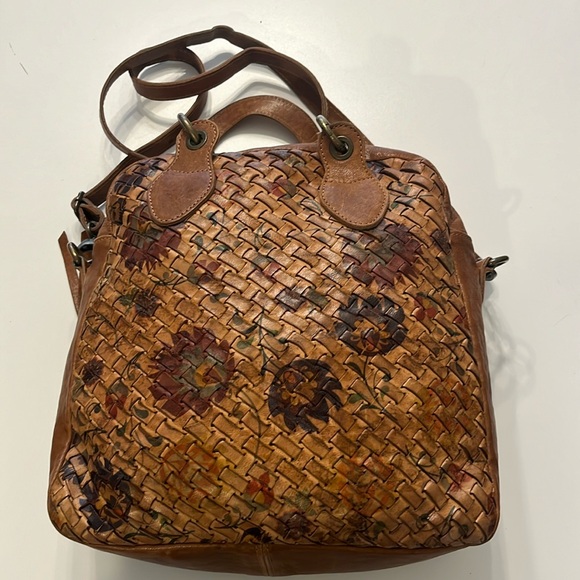 Free People Handbags - Langellotti Floral Woven Leather Hobo Bag w/ Crossbody Strap made In Italy